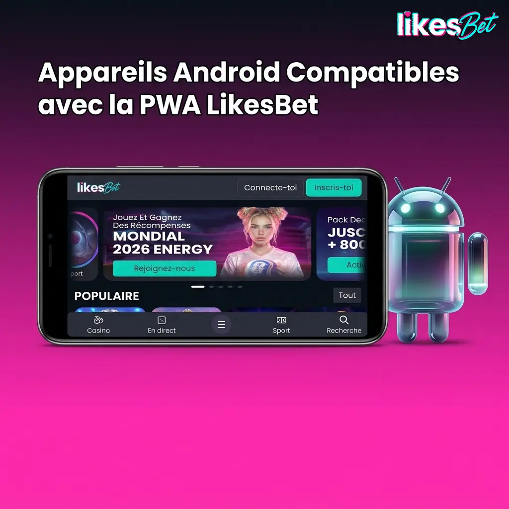 Appareils Android compatibles PWA LikesBet : Samsung, Google Pixel, Xiaomi, OnePlus, Oppo et Huawei