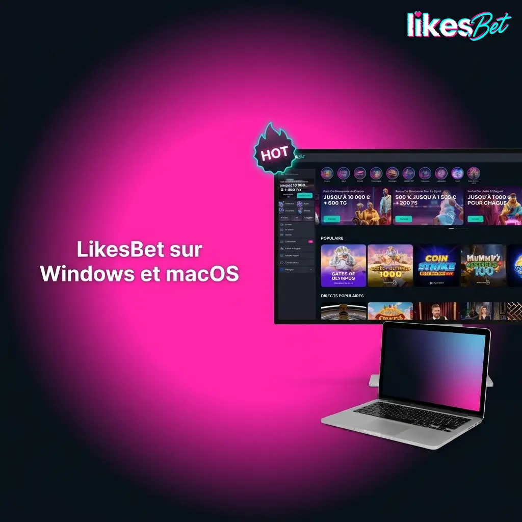 Interface LikesBet accessible sur navigateur web Windows et macOS sans application bureau requise
