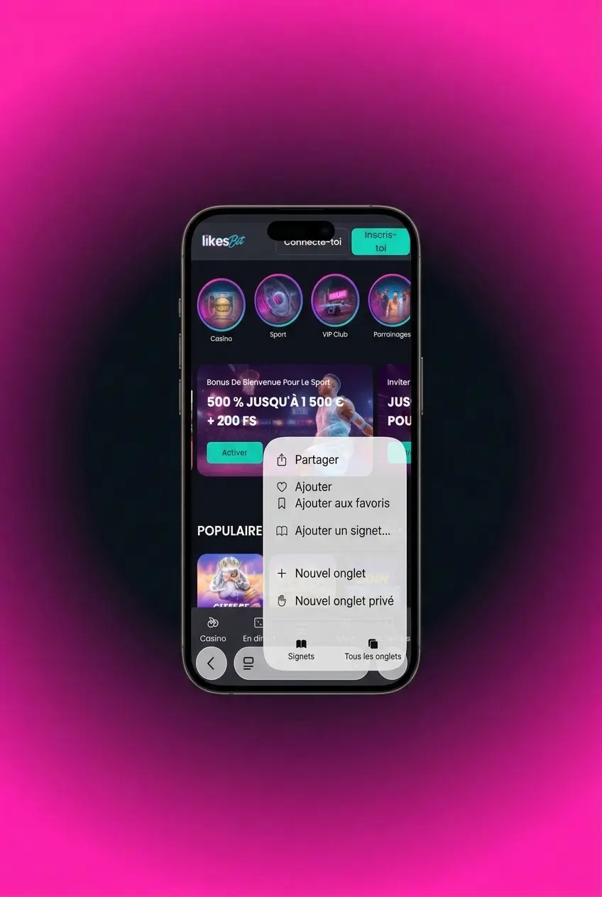 Guide installation PWA LikesBet sur iOS via Safari iPhone iPad écran d'accueil