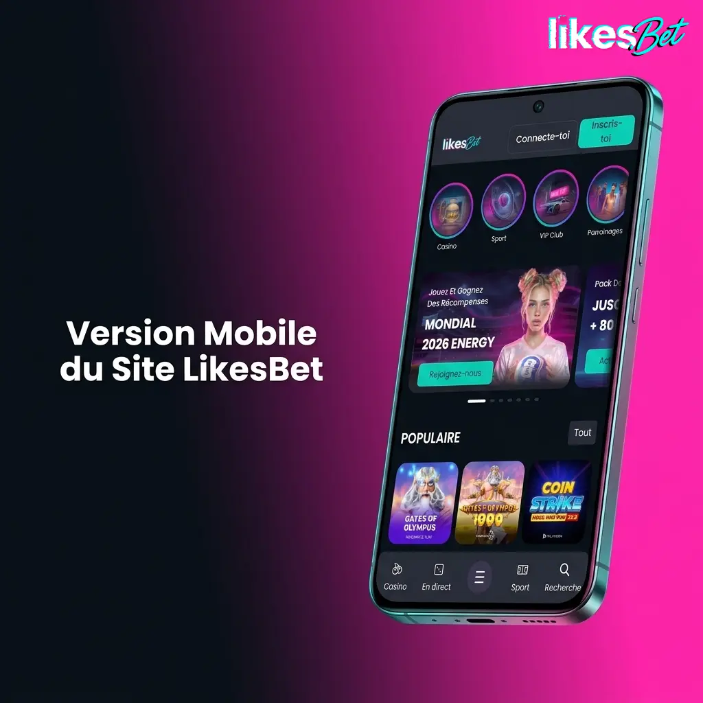 Interface mobile LikesBet accessible via navigateur smartphone sans téléchargement, compatible Chrome Safari Firefox